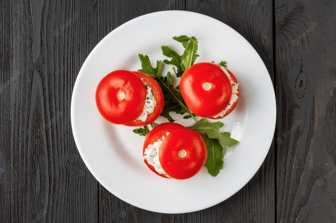 No momento você está vendo Tomates recheados com Ricota! Quem gosta??