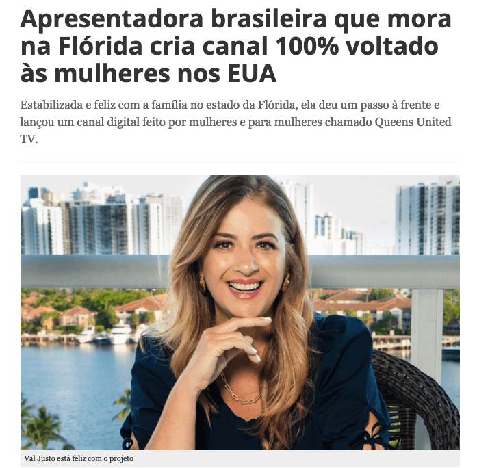 No momento você está vendo Apresentadora brasileira que mora na Flórida cria canal 100% voltado às mulheres nos EUA